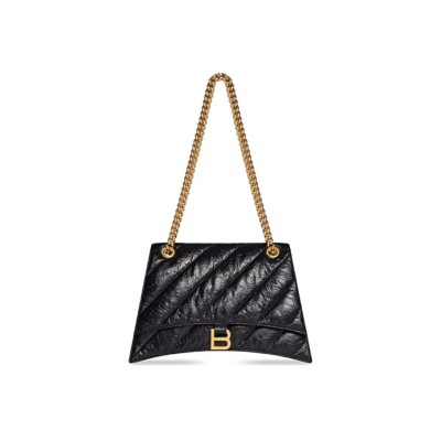 BALENCIAGA WOMEN'S CRUSH CHAIN BAG MEDIUM IN BLACK 716393210J11000 (31*19.8*6.9cm)